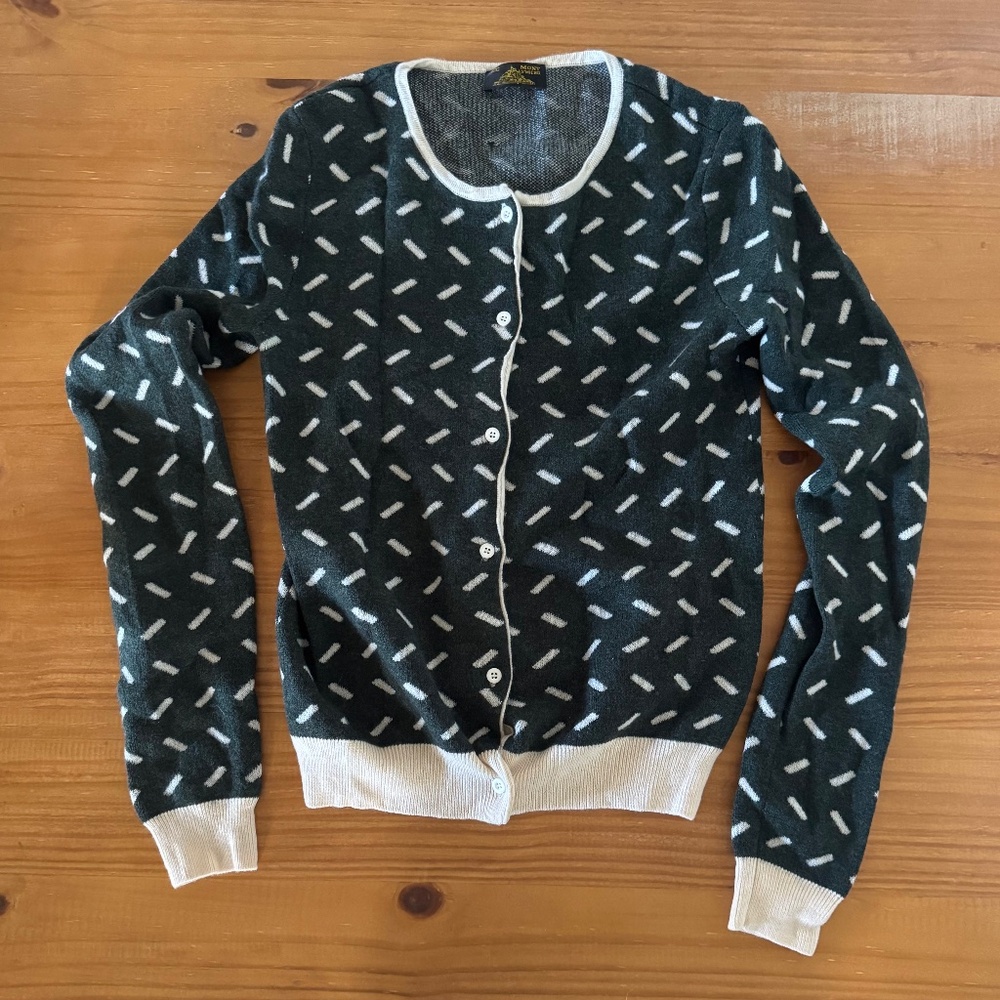 Le Mont Saint Michel, Wool, Geometric Cardigan, Forest Green